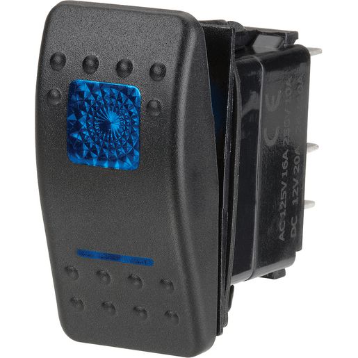 Narva Sealed Rocker Switch Off/On SPST 12V Blue Illuminated - 63123BL