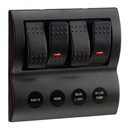 Narva 4 Way Rocker Switch Panel Off/On SPST Red LED - 63190