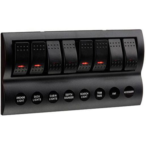 Narva 8 Way Rocker Switch Panel Off/On SPST Red LED - 63196