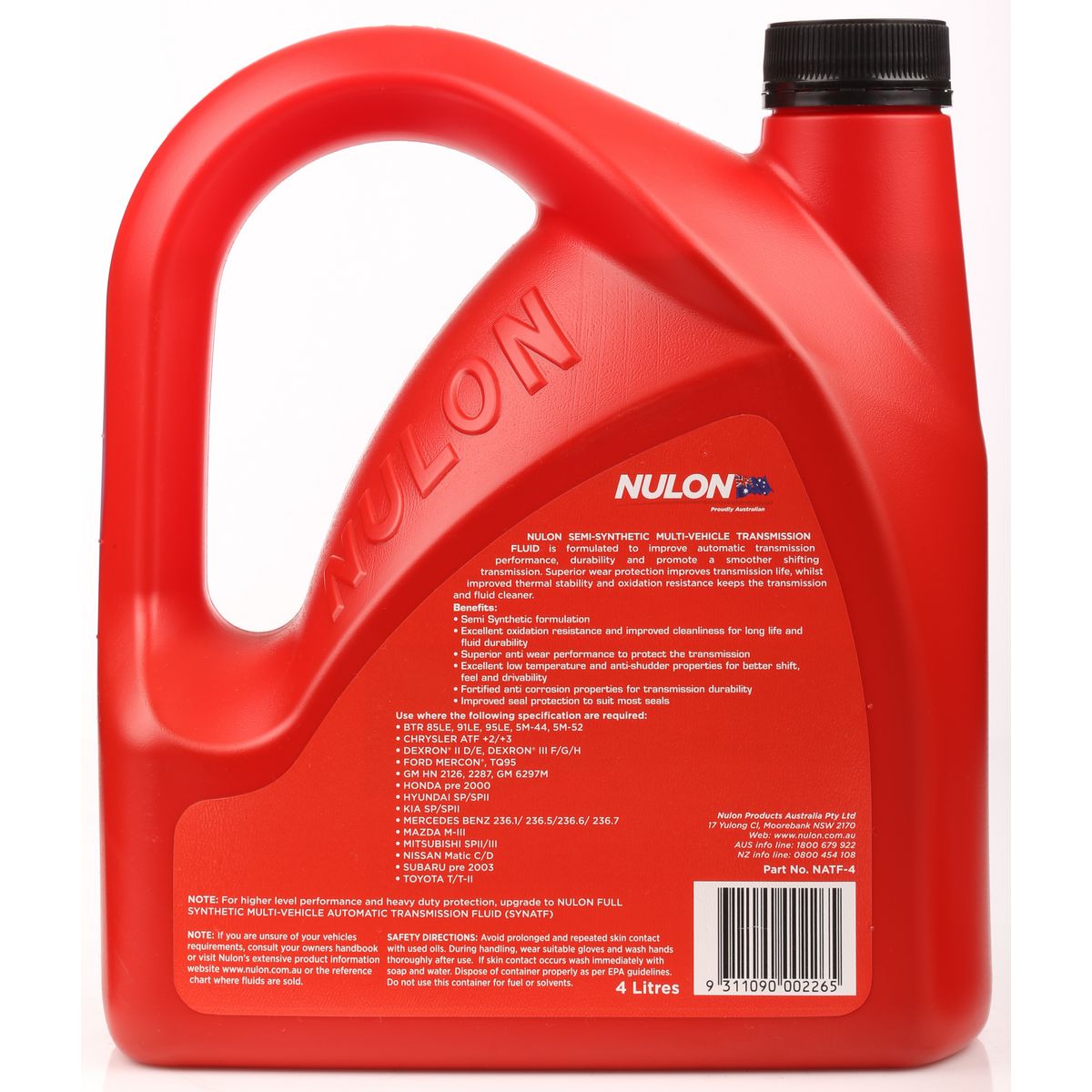 Nulon Automatic Transmission Fluid Semi Synthetic 4L - NATF-4