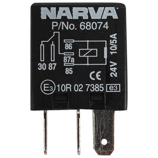 Narva Micro Relay 24V Change Over 10/5A Resistor Protected - 68074