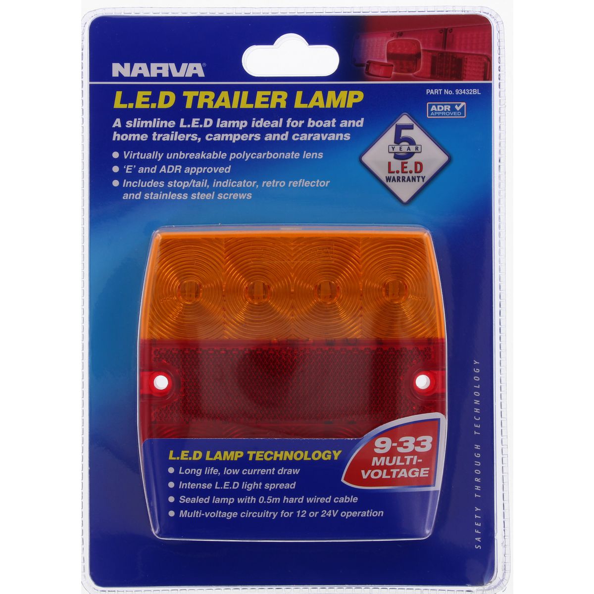 Narva Stop/Tail/Indicator Light LED 9 to 33V - 93432BL