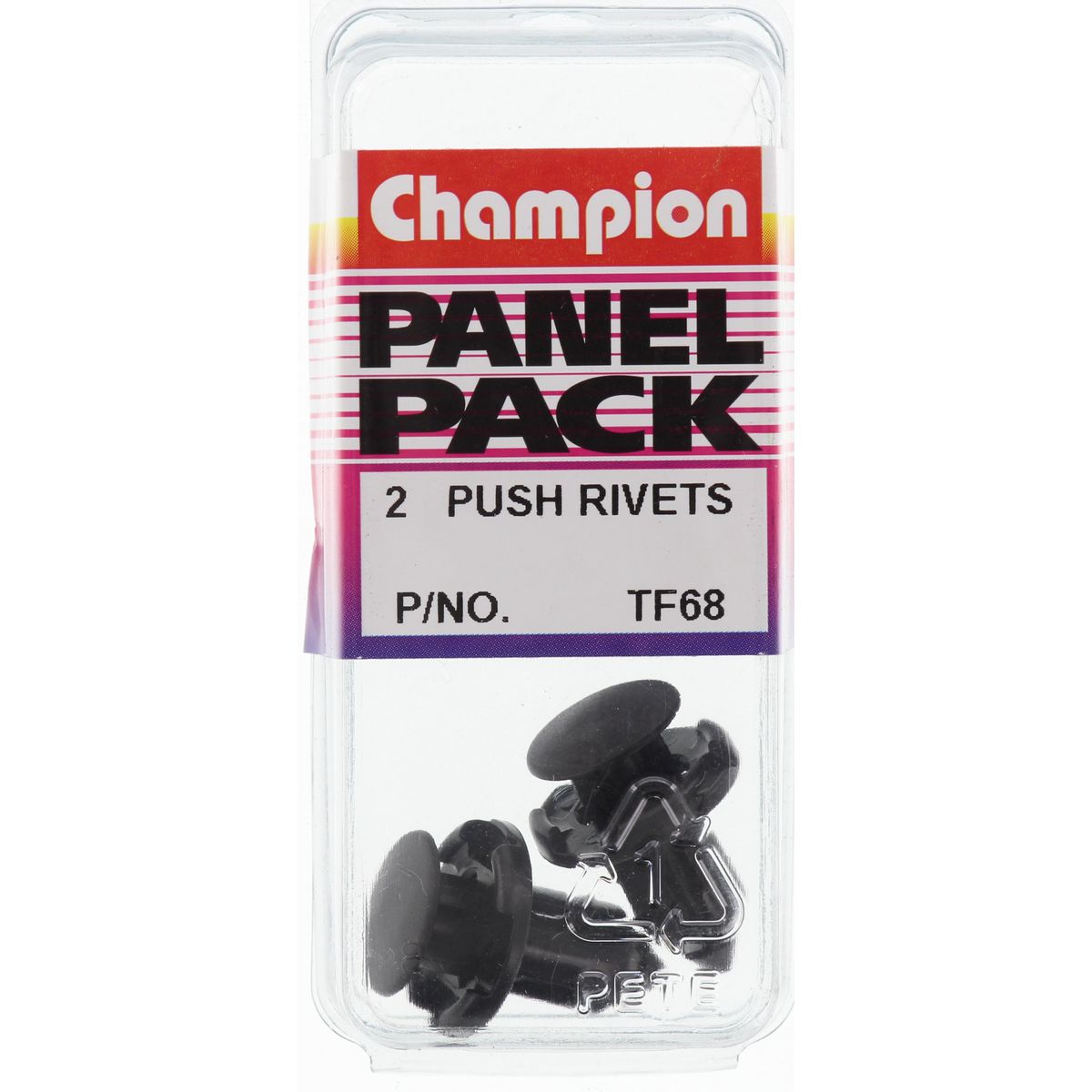 Champion Push Rivet Black Len: 12mm Hole: 9mm Head: 18mm - TF68