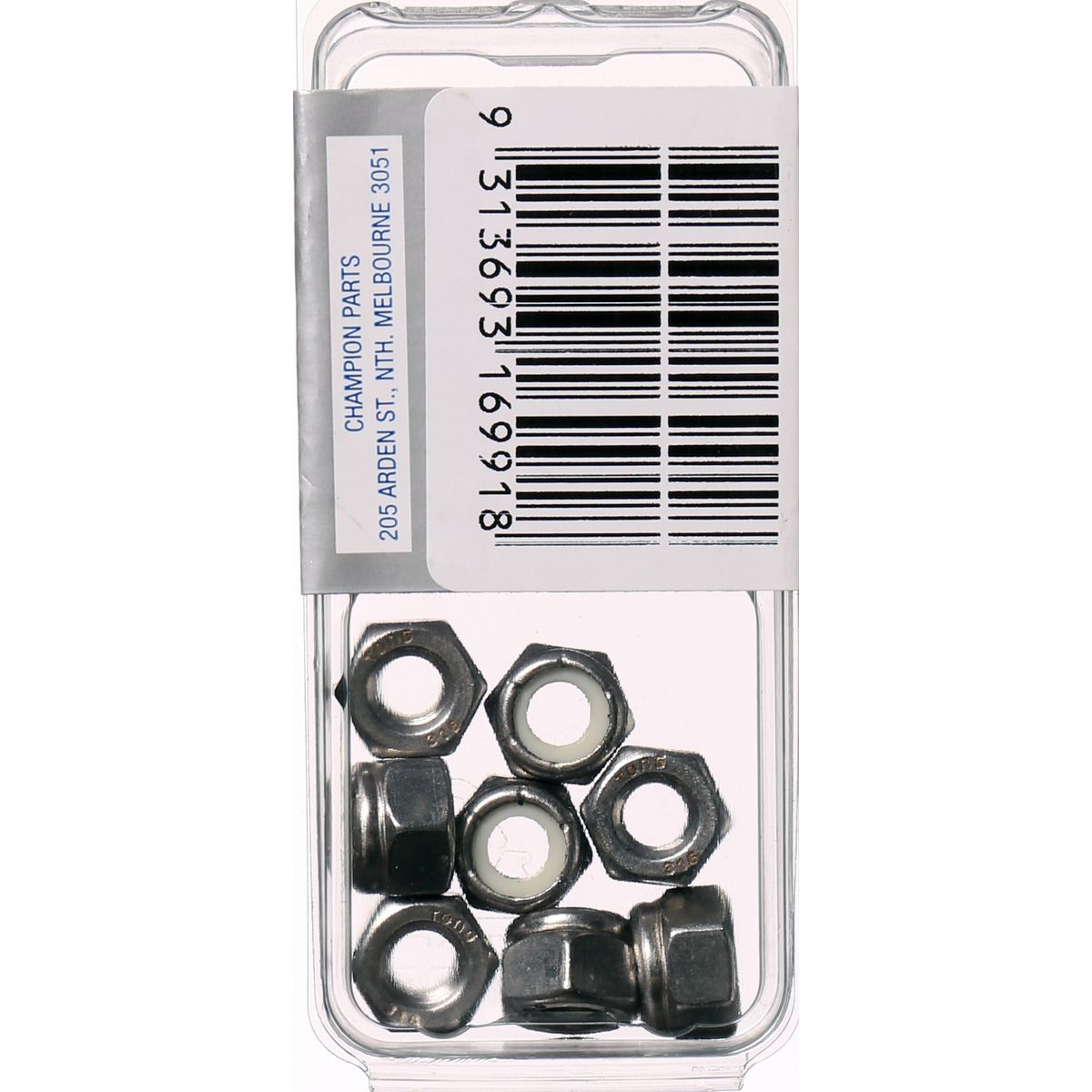 Champion Hex Nut Self Locking Nylon Insert Stainless Steel 1/4in UNC 316/A4 - CSP88