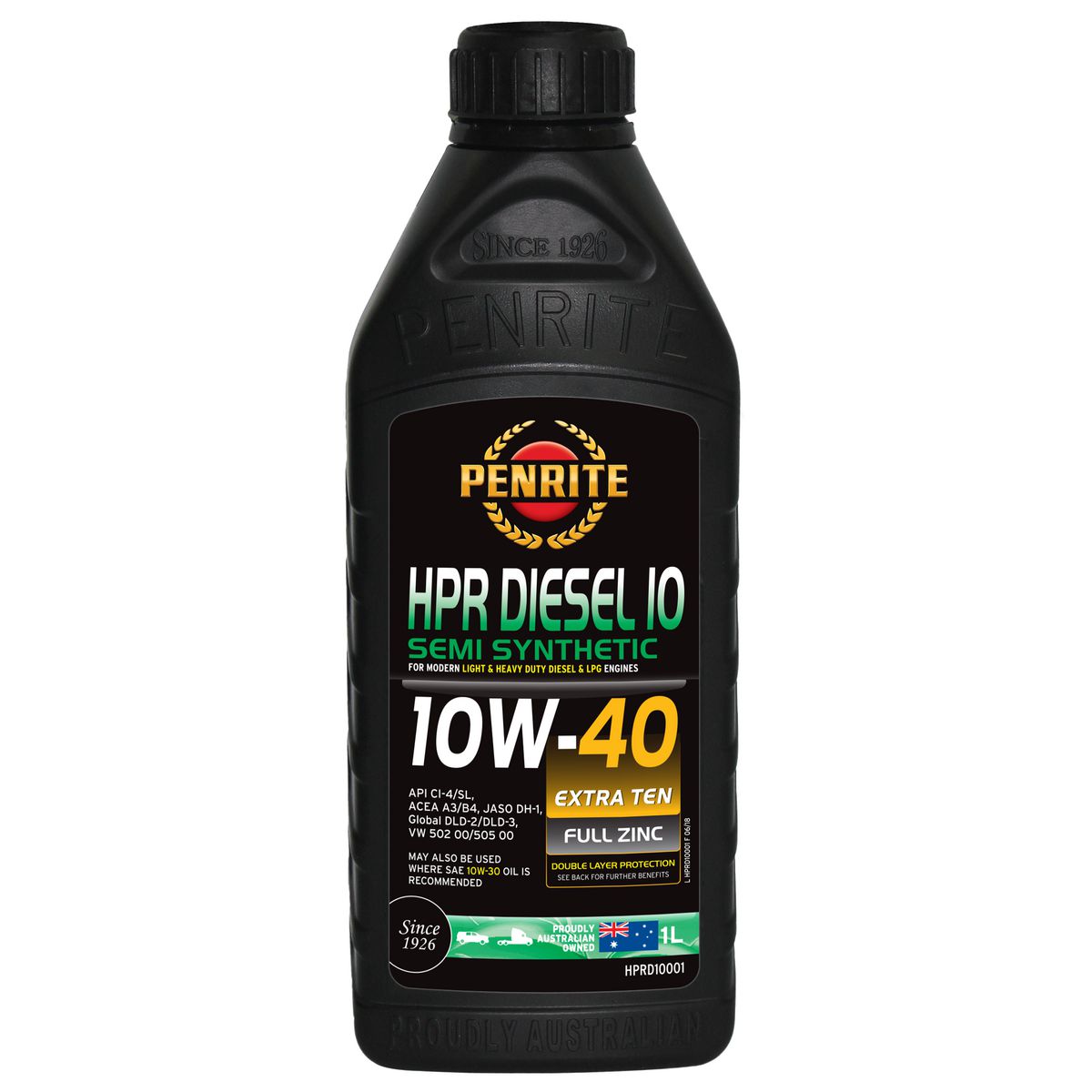 Penrite HPR Diesel 10 SAE 10W-40 Engine Oil 1L - HPRD10001