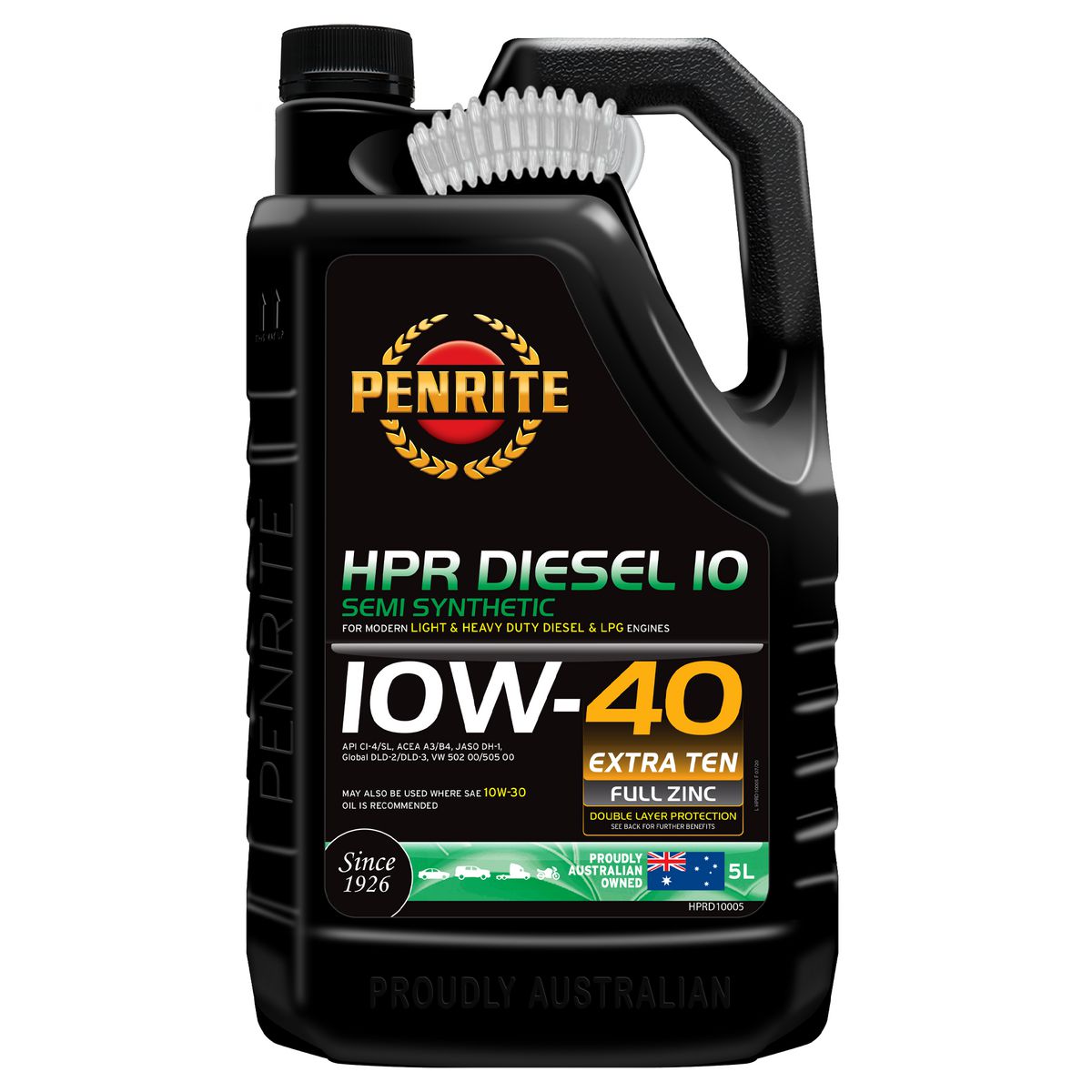 Penrite HPR Diesel 10 SAE 10W-40 Engine Oil 5L - HPRD10005