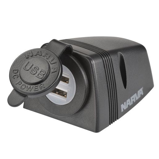 Narva Dual USB Socket Surface Mount - 81154BL