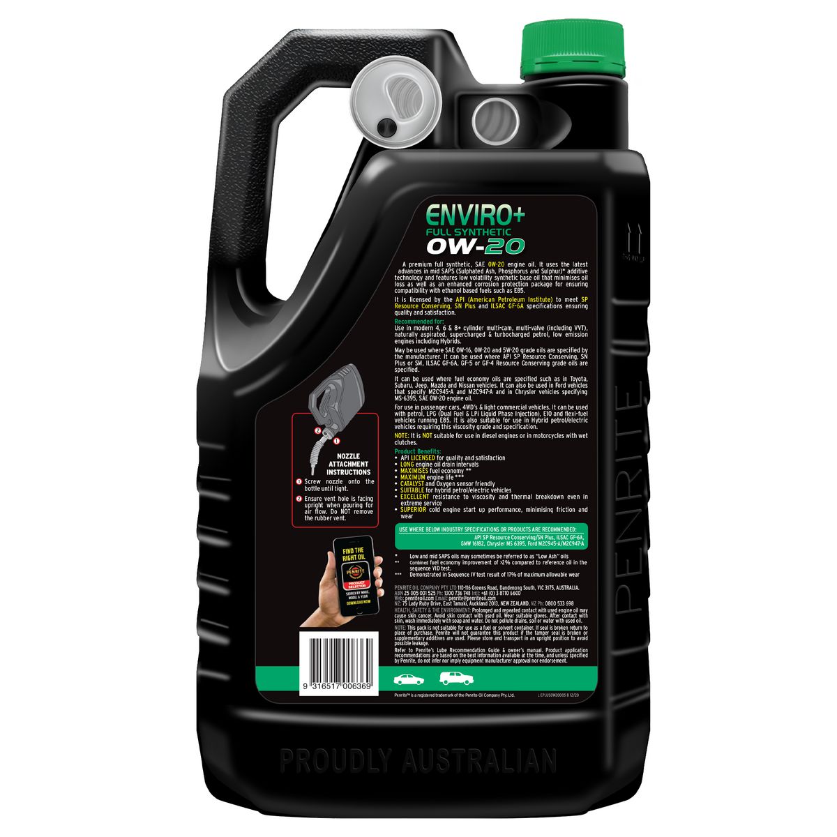 Penrite Enviro+ 0W-20 Engine Oil 5L - EPLUS0W20005