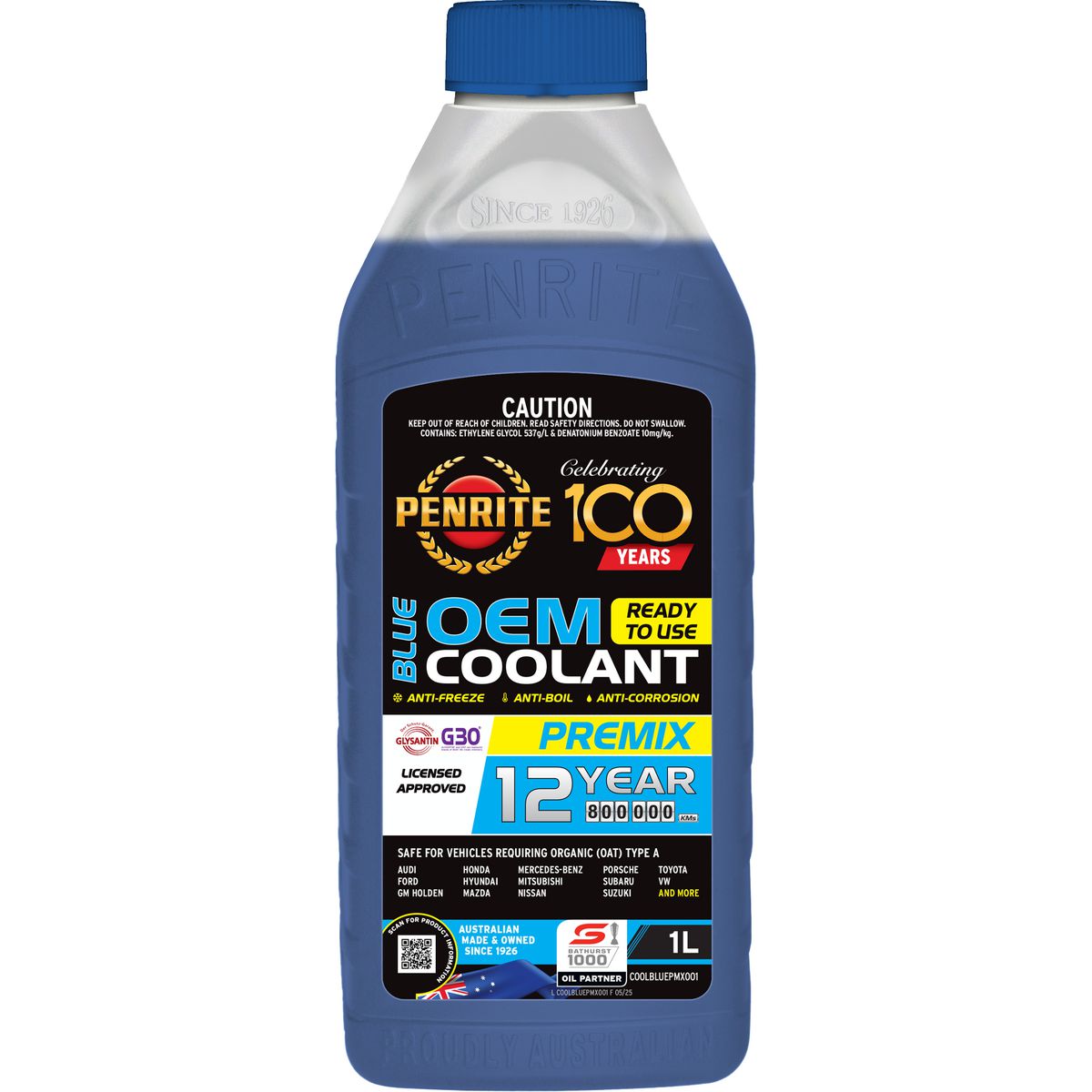 Penrite 7 Year 450,000km Blue Coolant Premix 1L - COOLBLUEPMX001