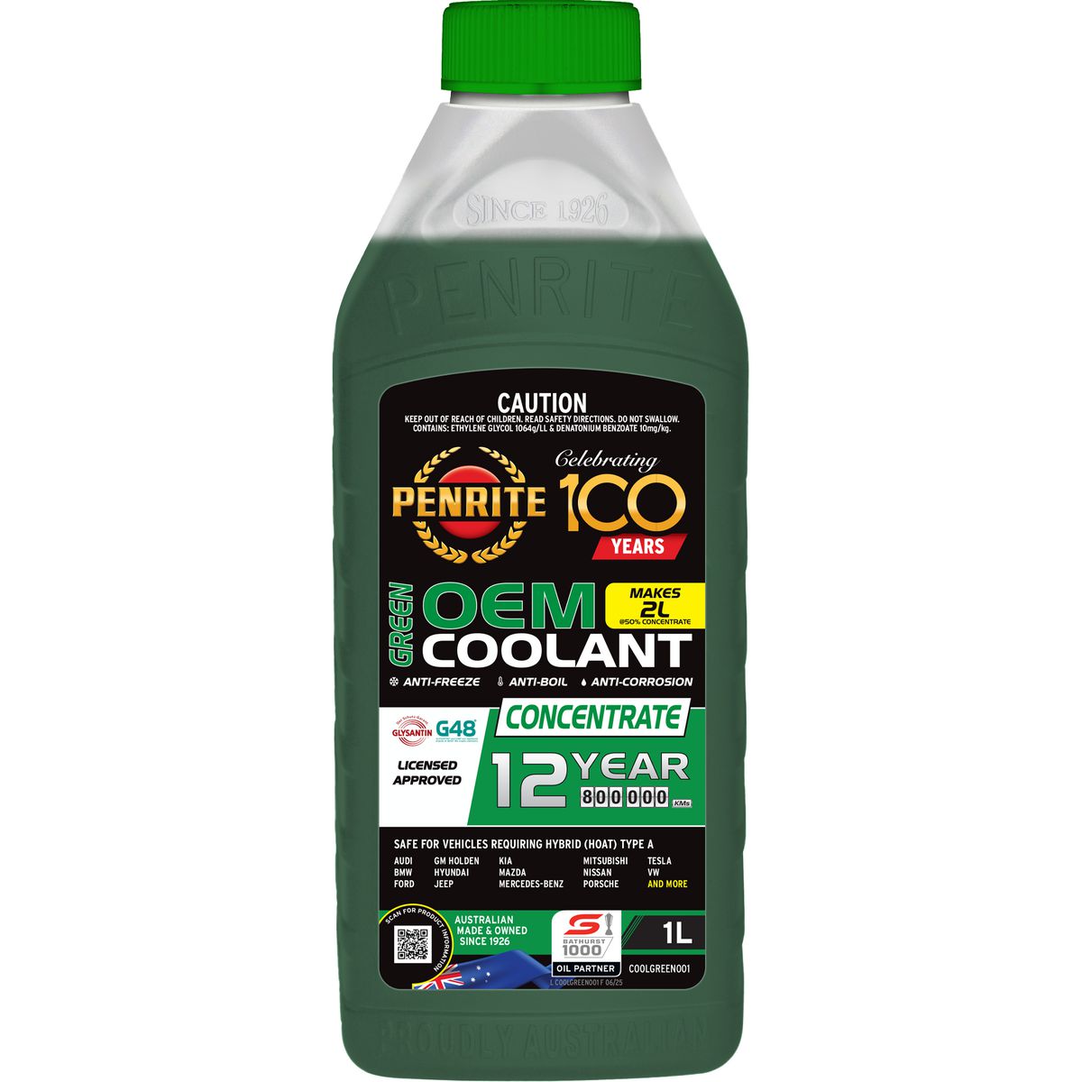 Penrite 7 Year 450,000km Green Coolant Concentrate 1L - COOLGREEN001