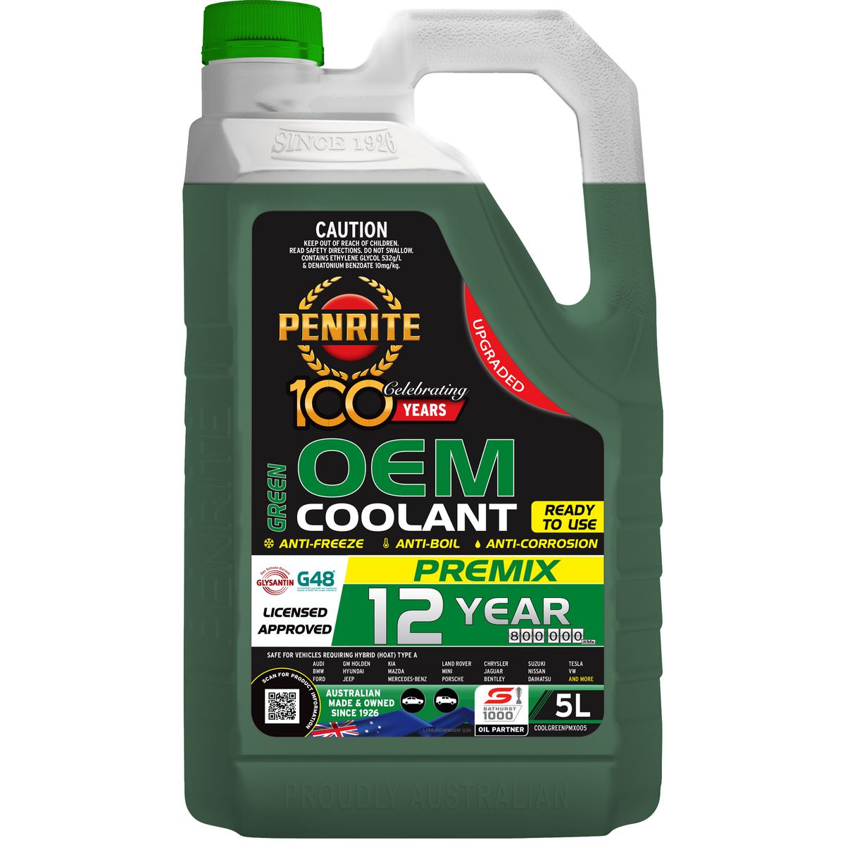 Penrite 7 Year 450,000km Green Coolant Premix 5L - COOLGREENPMX005
