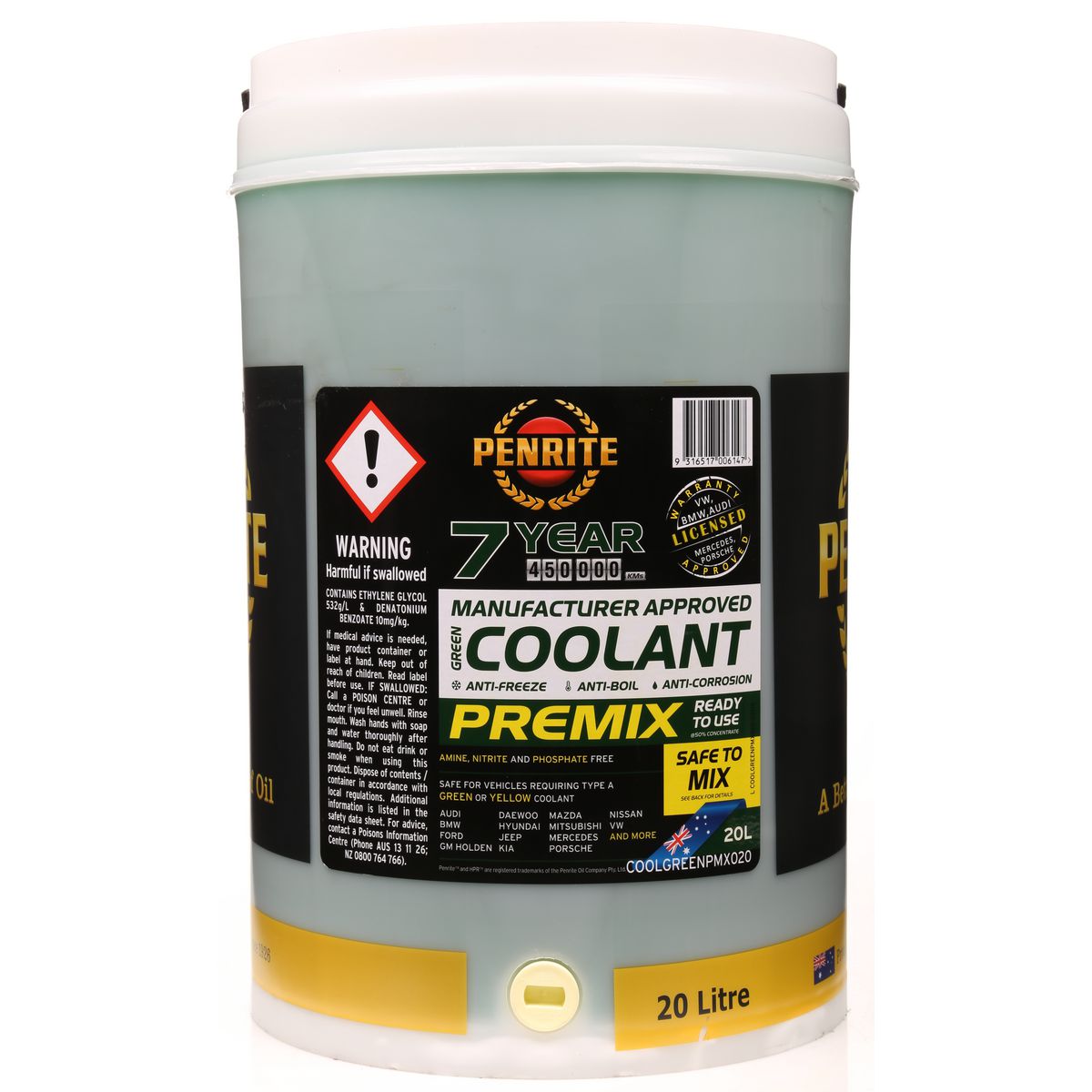 Penrite 7 Year 450,000km Green Coolant Premix 20L - COOLGREENPMX020