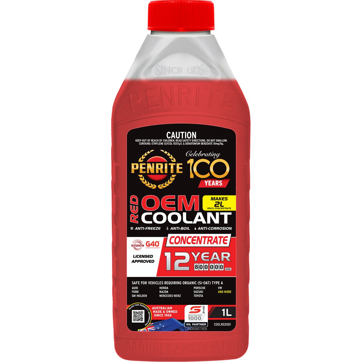 Penrite 8 Year 500,000km Red Coolant Concentrate 1L - COOLRED001