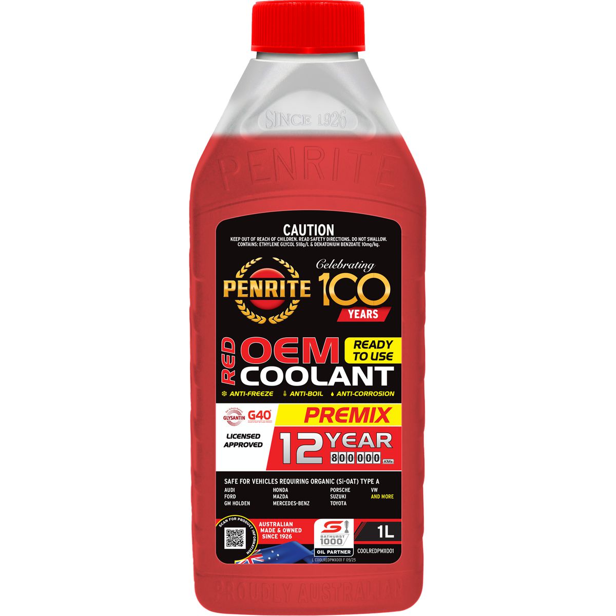 Penrite 8 Year 500,000km Red Coolant Premix 1L - COOLREDPMX001