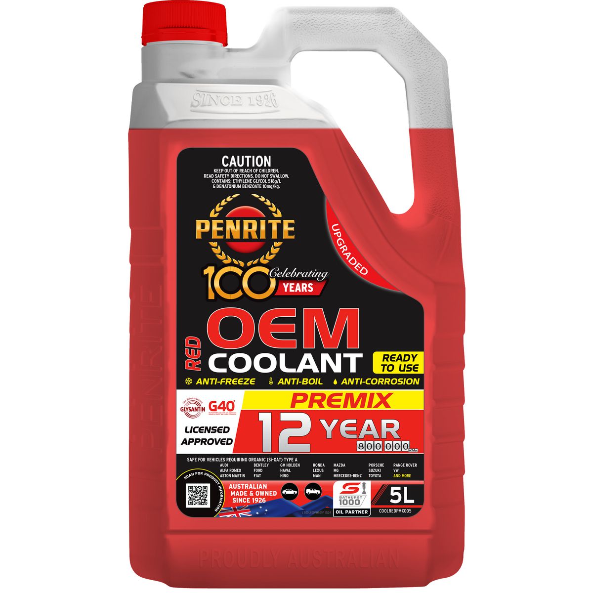 Penrite 8 Year 500,000km Red Coolant Premix 5L - COOLREDPMX005