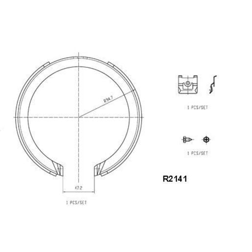 RDA Brake Shoe Set Rear - R2141