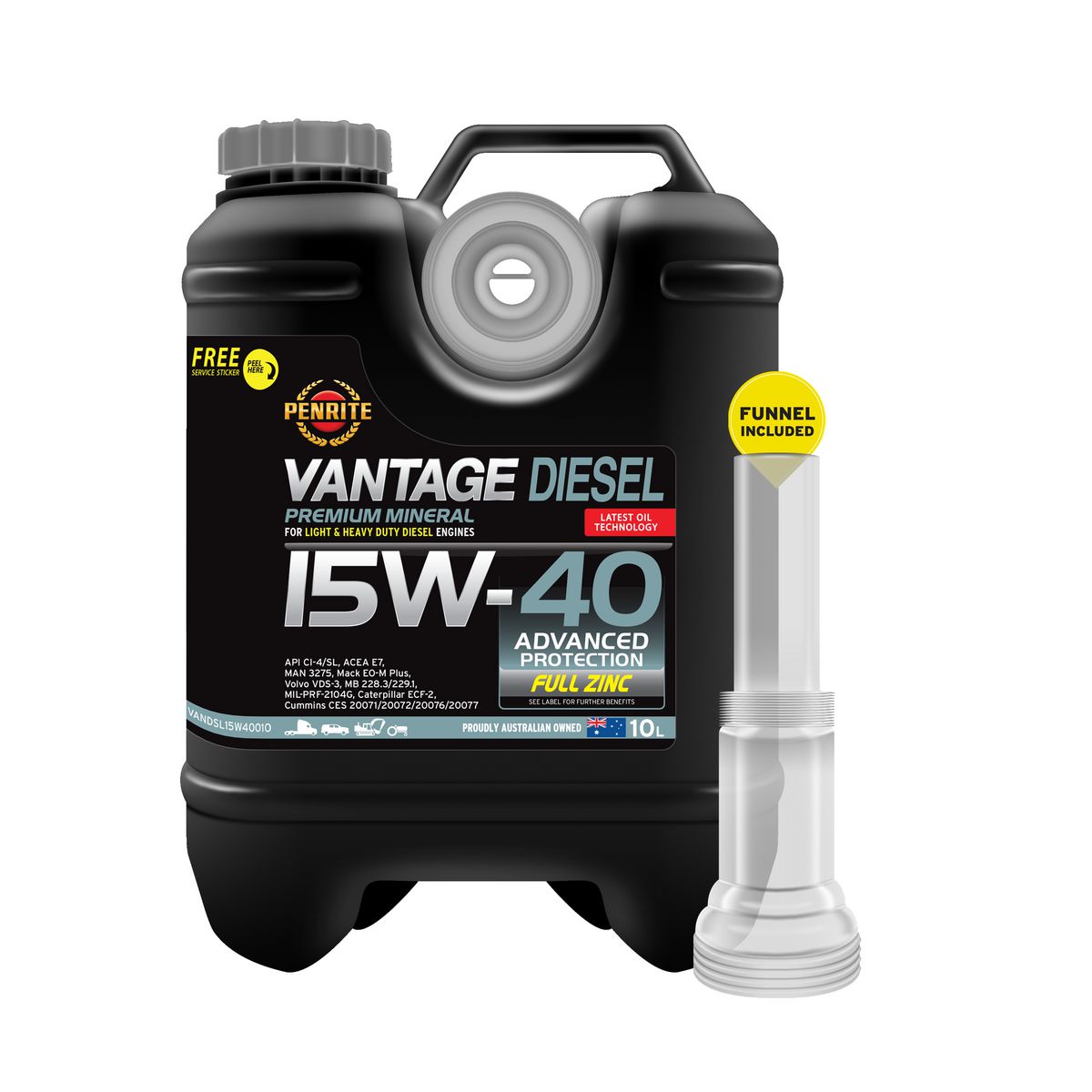 Penrite Vantage Mineral 15W-40 Diesel Engine Oil 10L - VANDSL15W40010