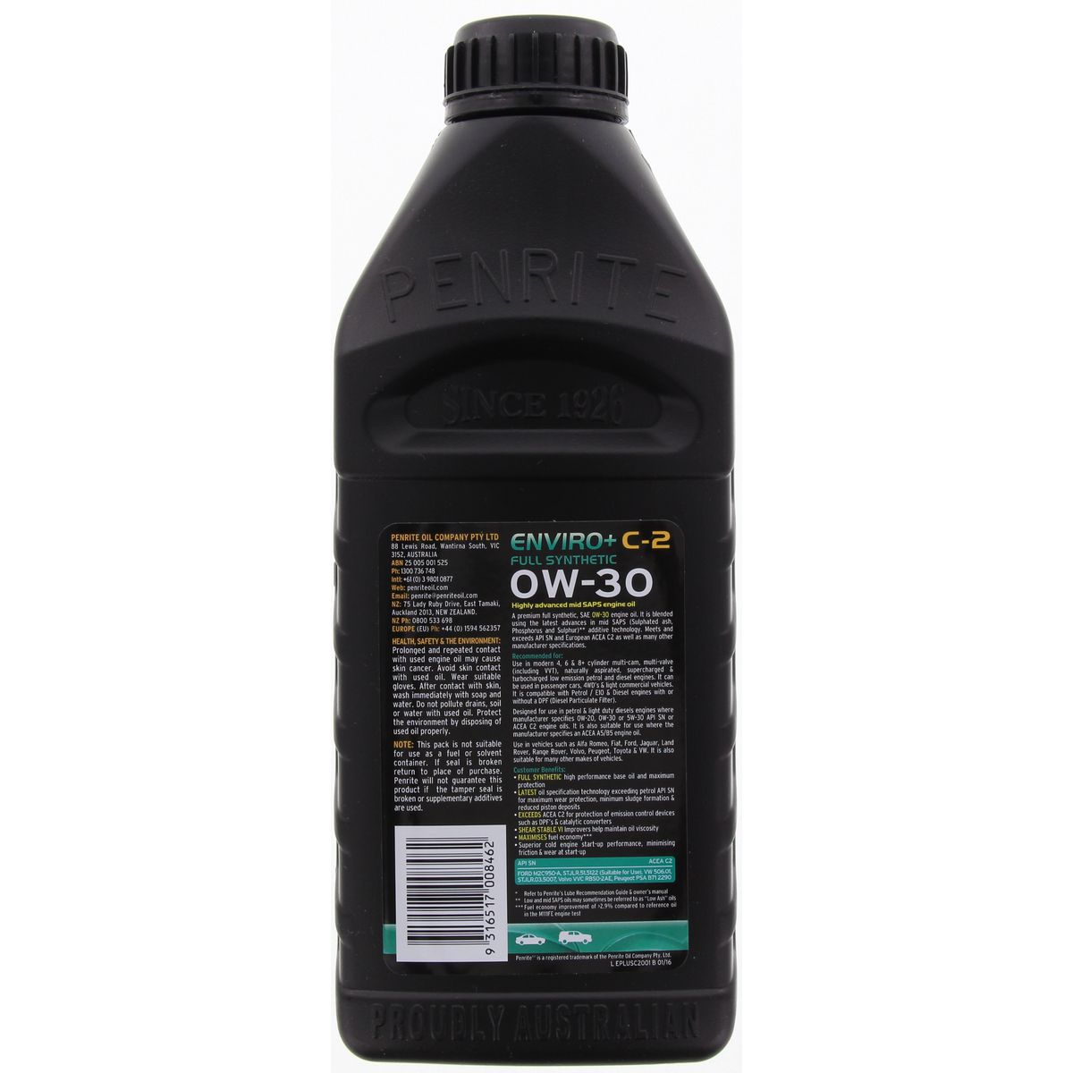 Penrite Enviro+ C2 0W-30 Engine Oil 1L - EPLUSC2001