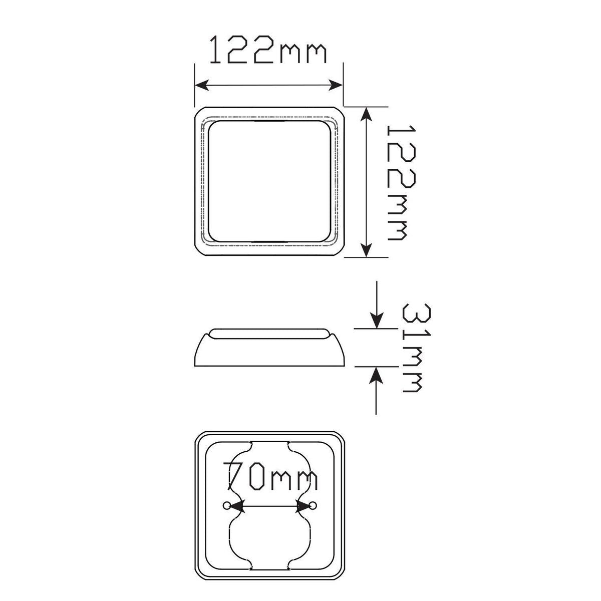 LED Autolamps 12/24V Reversing Lamp With 25 White LEDs With Bracket and 30cm Wire - 100WM