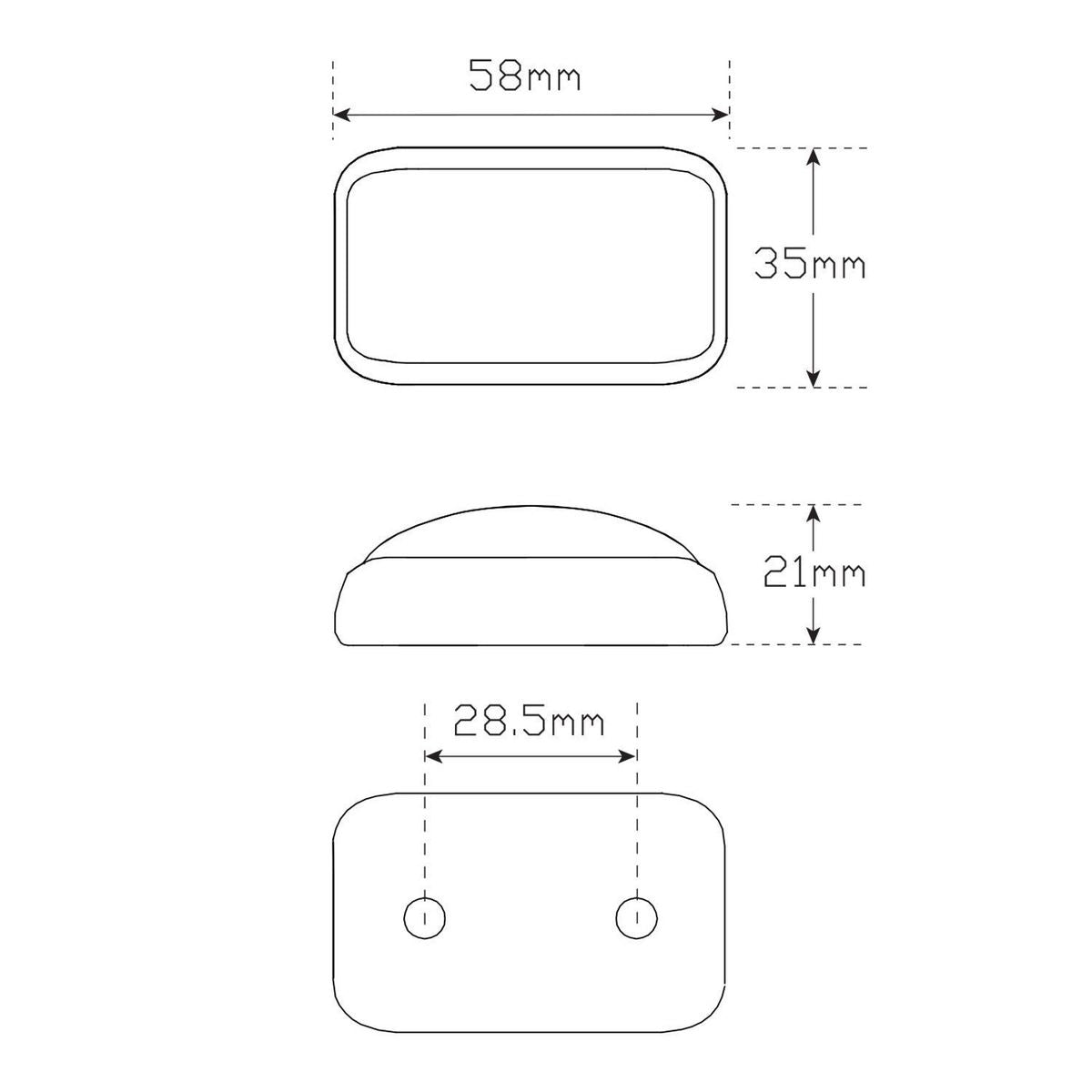 LED Autolamps Front End Outline Marker LED Light White 12/24v Clear Lens Black Housing 40cm Cable - 35WMB