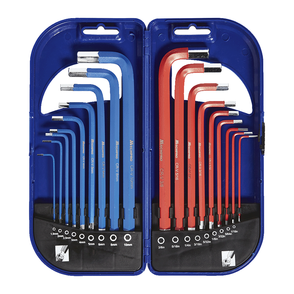 Mechpro Blue Hex Key Long Arm Set Metric/SAE 18pc - MPBHK109K