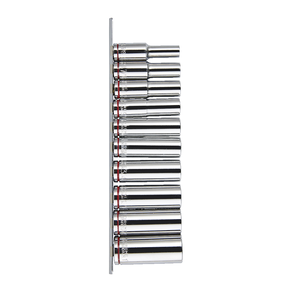 Mechpro Blue Deep Socket Rail Set SAE 1/2In Drive 10pc - MPBSK127K