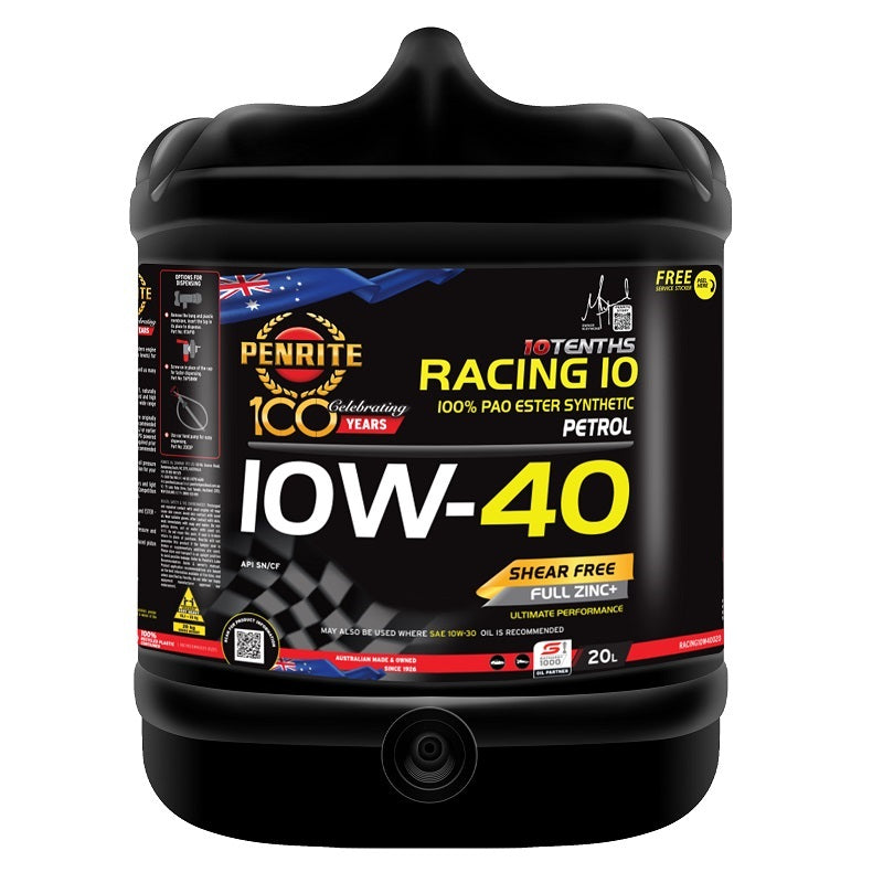 Penrite 10 Tenths Racing 10W-40 Engine Oil 20L - RACING10W40020