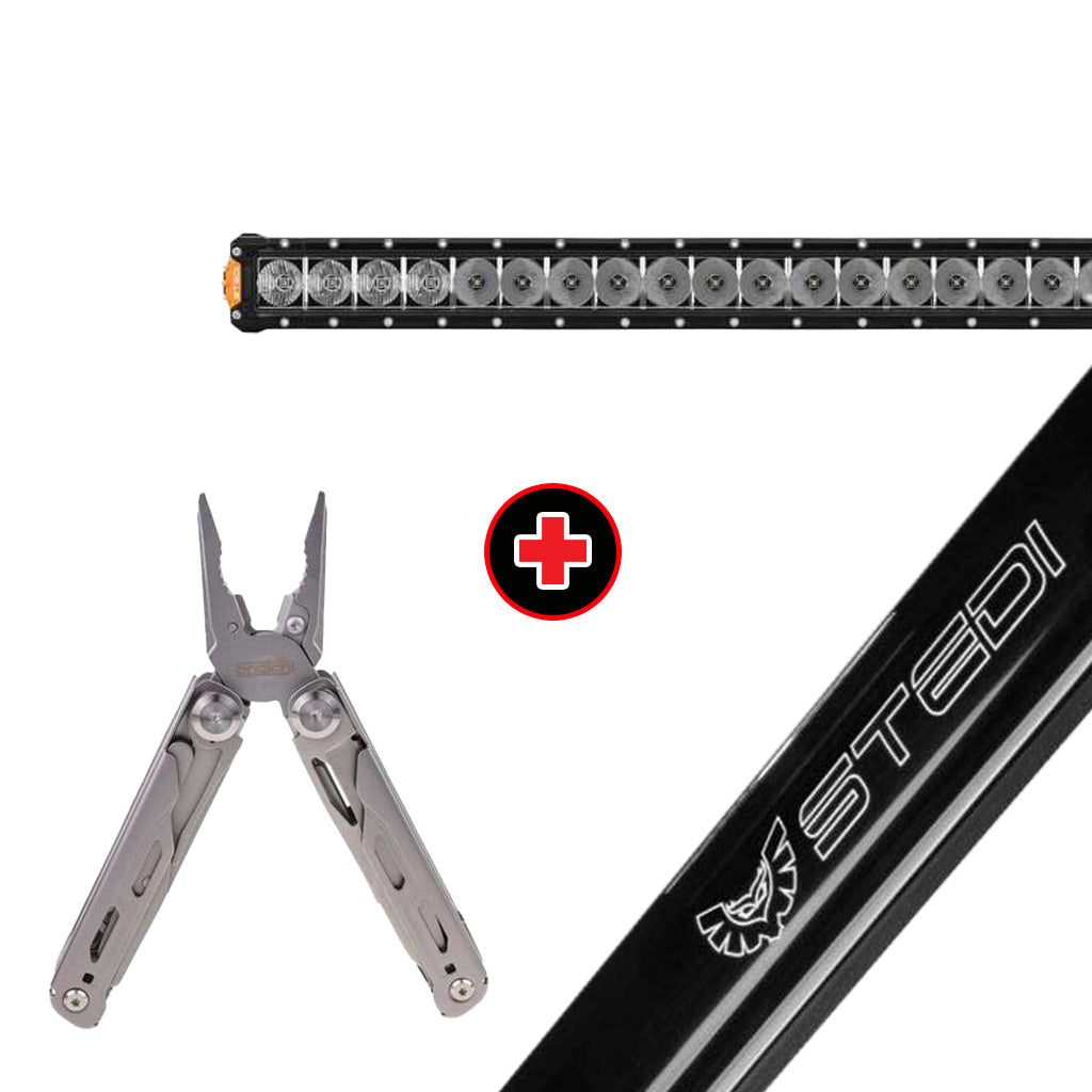 STEDI ST3301 PRO 41 Inch 28 LED Light Bar with Black Out Cover and Snatch Multi-Function Tool Bundle