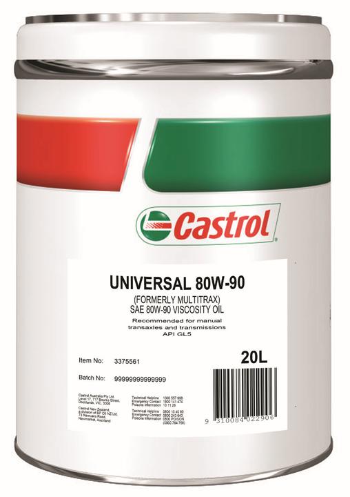 Castrol Universal Manual Transmission Fluid 80W-90 20L - 3375561