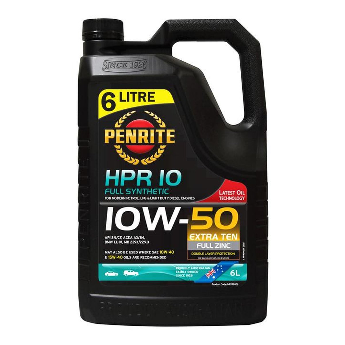 Penrite HPR 10 SAE 10W-50 Engine Oil 6L - HPR10006
