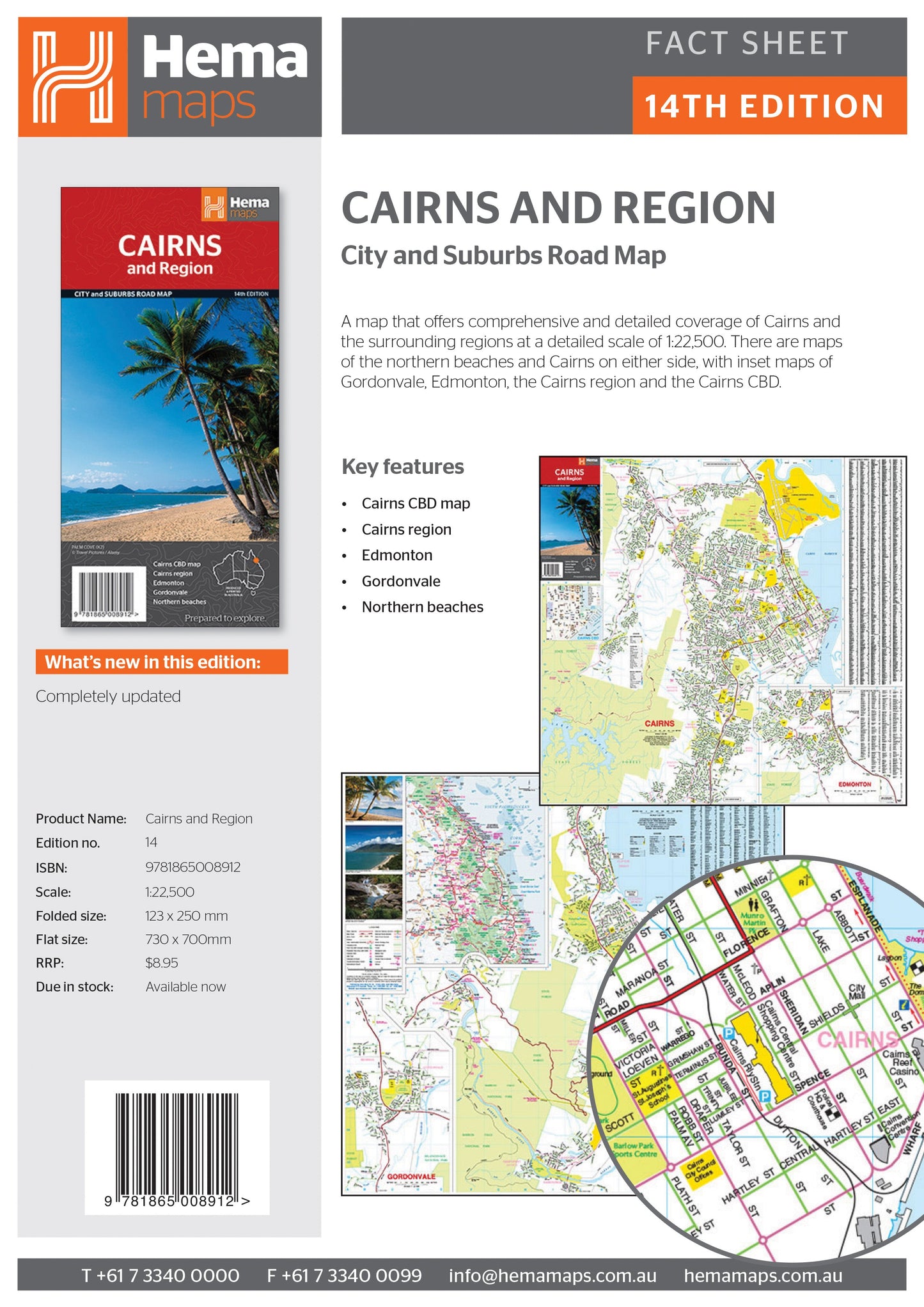 HEMA Cairns And Region Map 14th Edition - 9781865008912