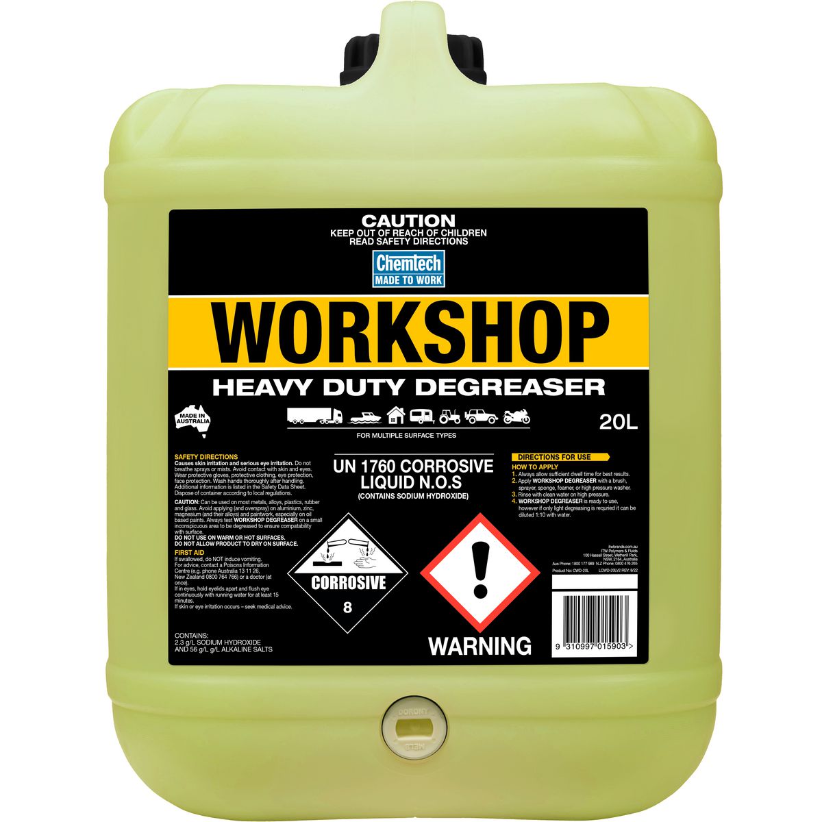 Chemtech Workshop Heavy Duty Degreaser 20L - CWD-20L