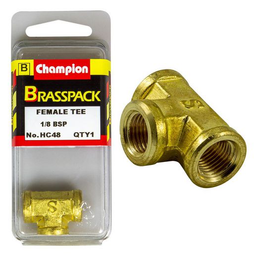 Champion Tee Female Brass 1/8in BSP - HC48