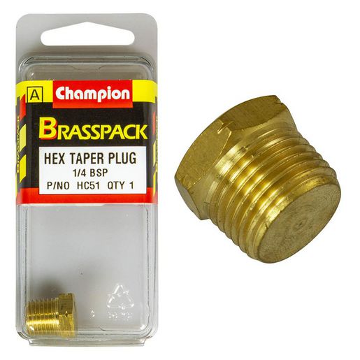 Champion Plug Hex Taper Brass 1/4in - HC51