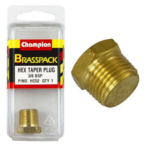 Champion Plug Hex Taper Brass 3/8in - HC52