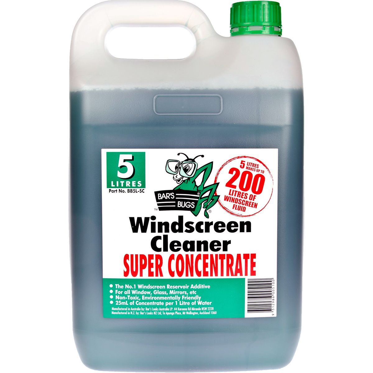 Bar's Bugs Windscreen Cleaner Super Concentrate 5L - BB5L-SC