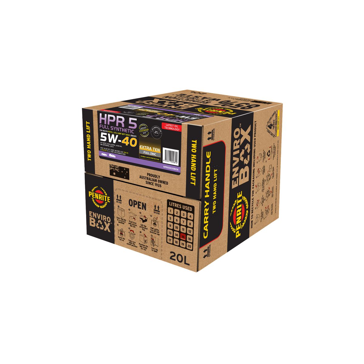 Penrite HPR 5 SAE 5W-40 Engine Oil Enviro Box 20L - HPR05020BOX