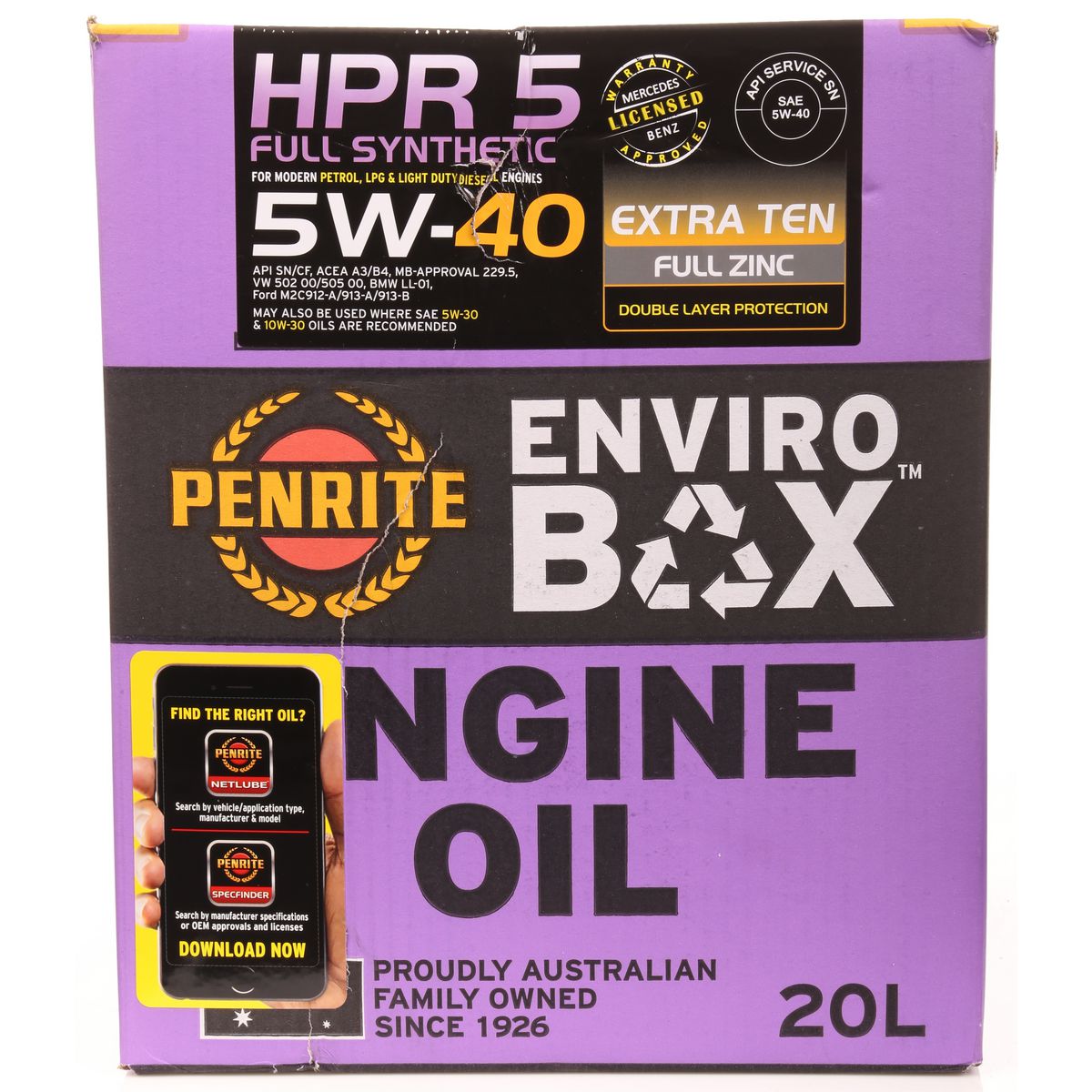 Penrite HPR 5 SAE 5W-40 Engine Oil Enviro Box 20L - HPR05020BOX