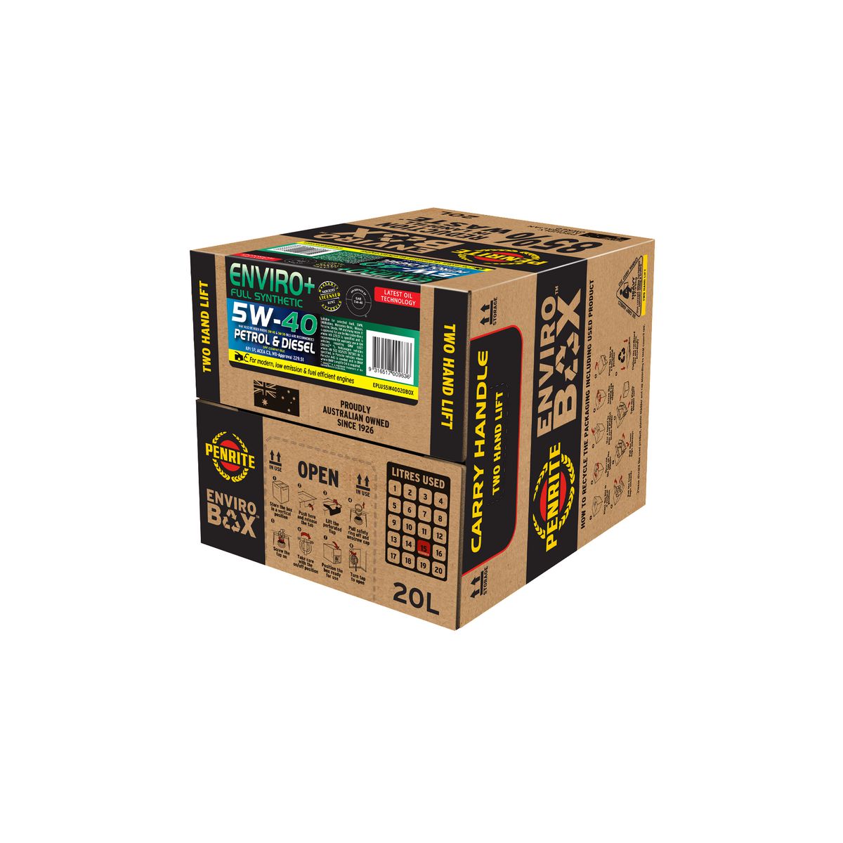 Penrite Enviro+ 5W-40 Engine Oil Enviro Box 20L - EPLUS5W40020BOX