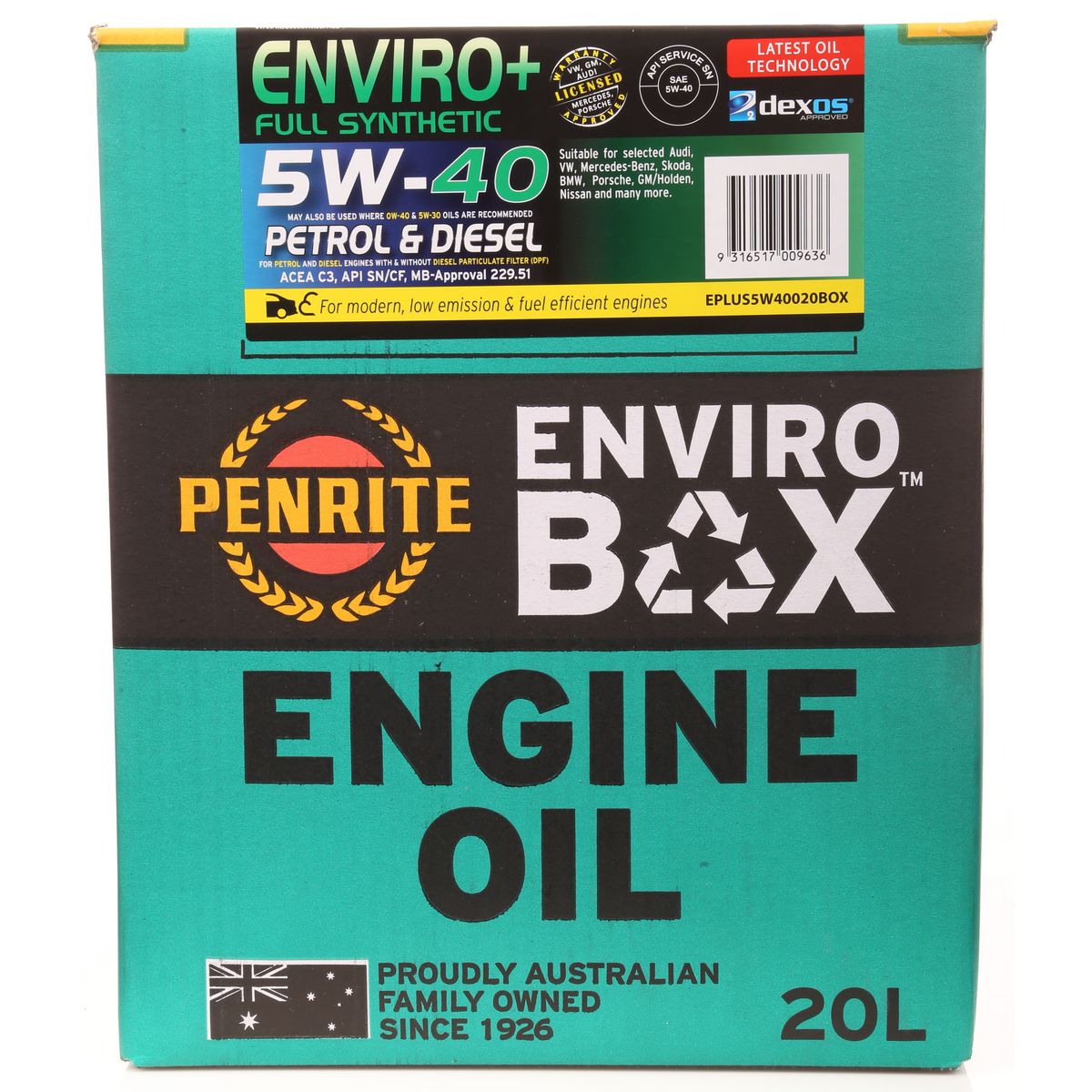 Penrite Enviro+ 5W-40 Engine Oil Enviro Box 20L - EPLUS5W40020BOX