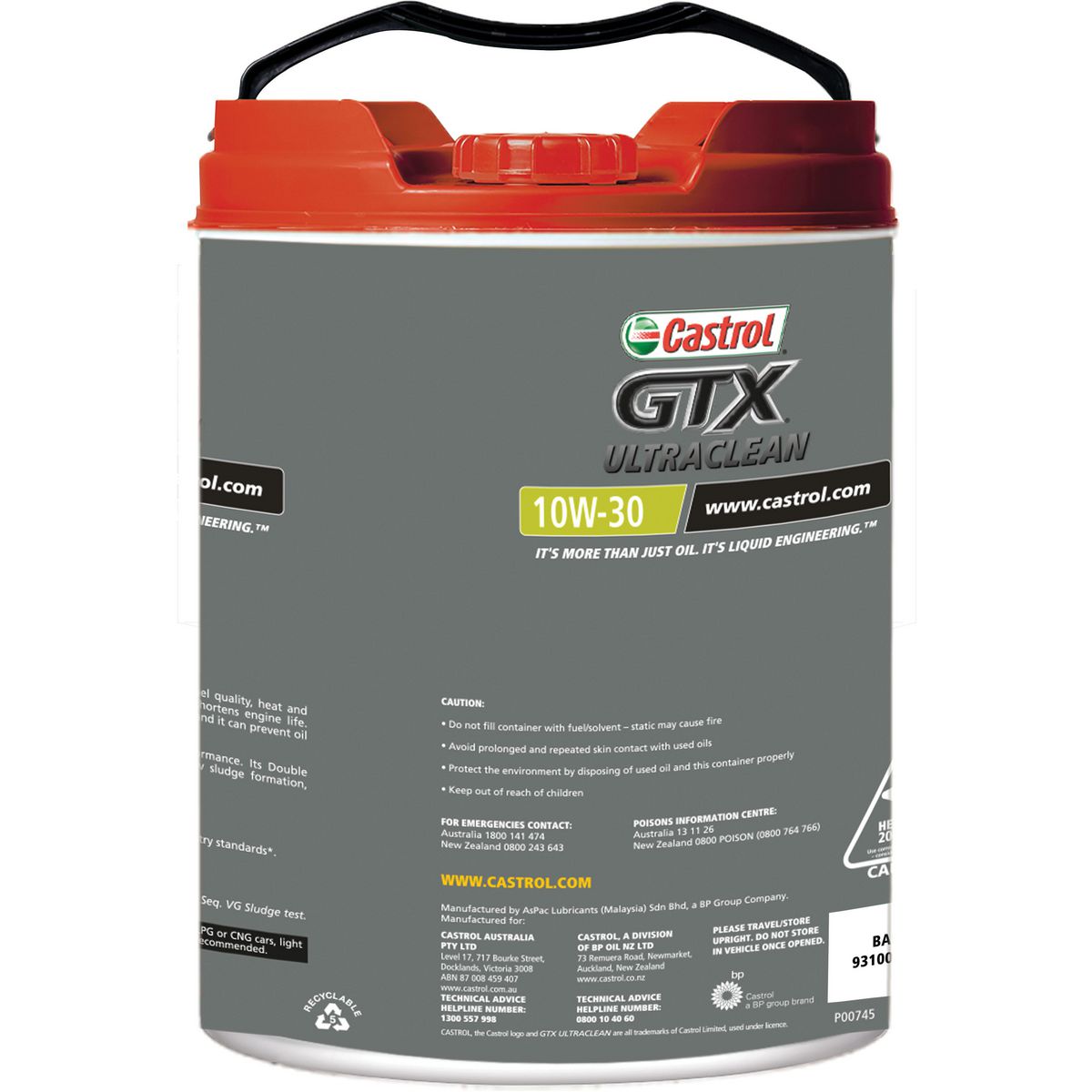 Castrol GTX Ultraclean Semi Synthetic Engine Oil 10W-30 20L - 3411126