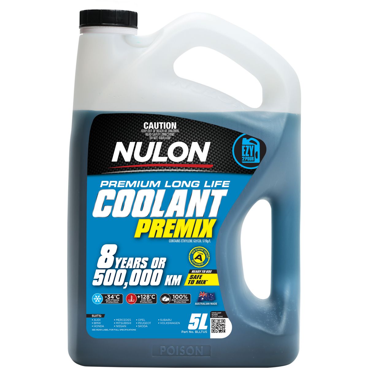 Nulon Coolant Blue Long Life Pre-mix 5L - BLLTU5