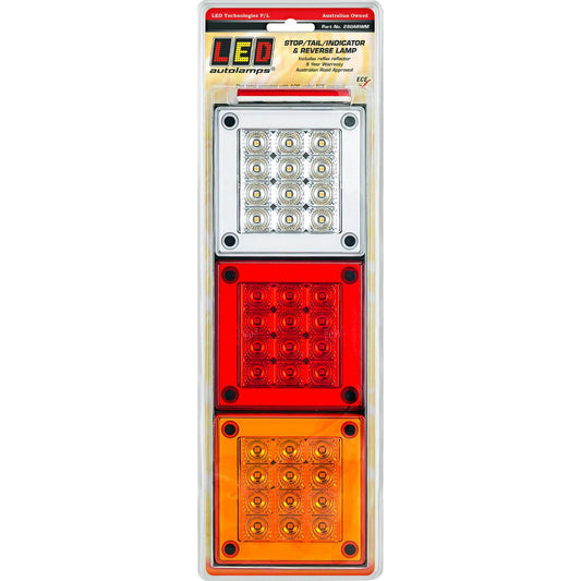 LED Autolamps 12/24V 280 Mini Jumbo Stop/Tail/Indicator/Reverse LED Blister Pack - 280ARWM