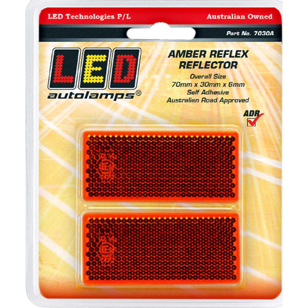 LED Autolamps Reflector Amber 70mm*30mm - 7030A