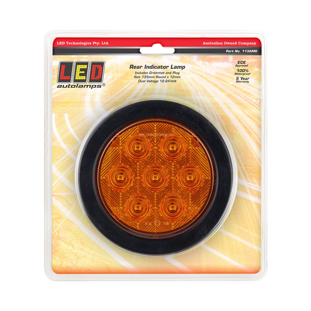 LED Autolamps LED Autolamps Indicator LED Light Round Amber Lens w/Rubber Grommet and Plug 12/24v - 110AMG