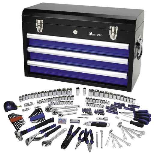 Mechpro Blue Tool Kit with 3 Drawer Chest 1/4In, 3/8In & 1/2In Drive 248pc - MP215KCRV