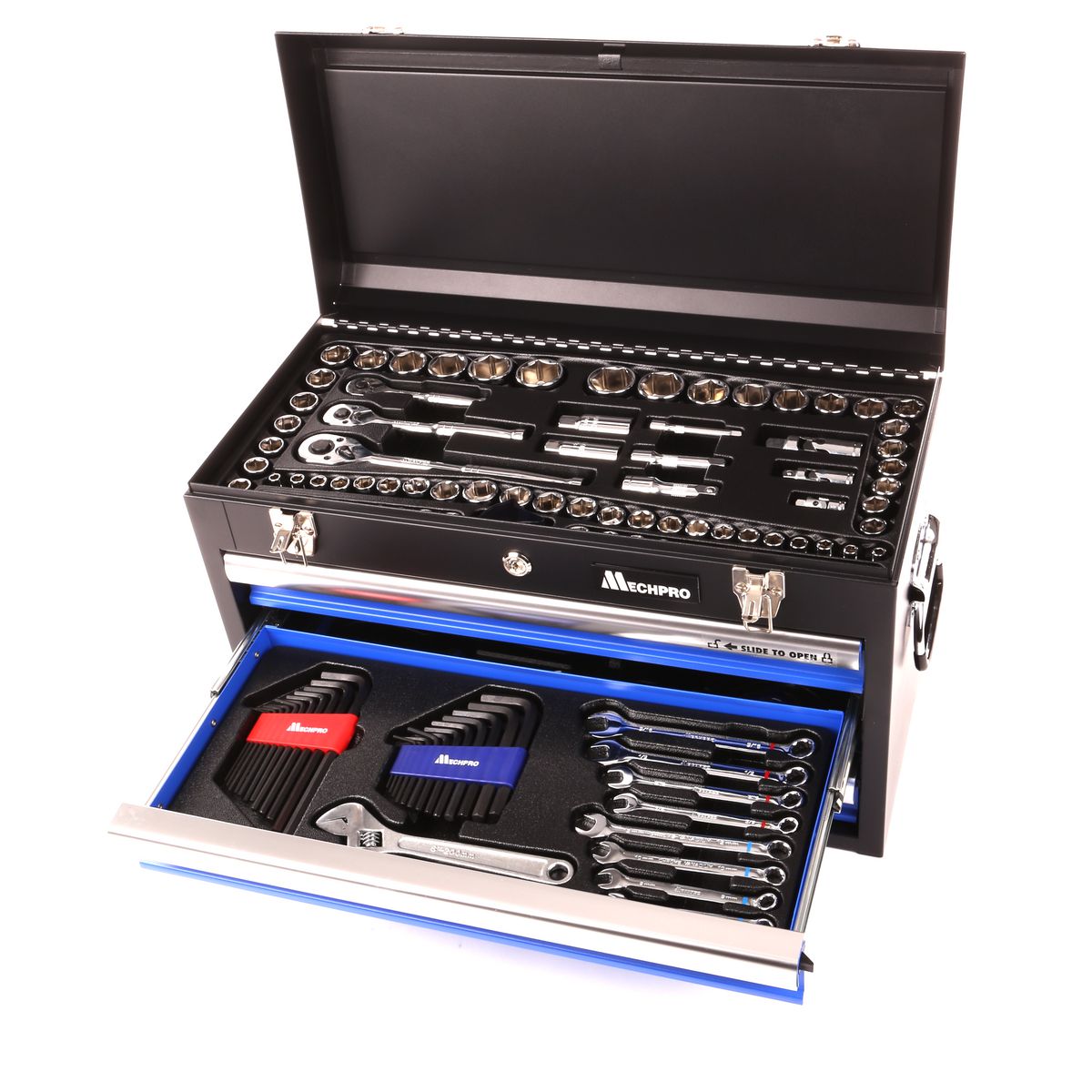 Mechpro Blue Tool Kit with 3 Drawer Chest 1/4In, 3/8In & 1/2In Drive 248pc - MP215KCRV