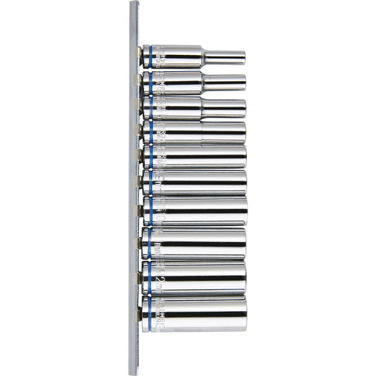 Mechpro Blue Deep Socket Rail Set Metric 1/4In Drive 10pc - MPBSK122K