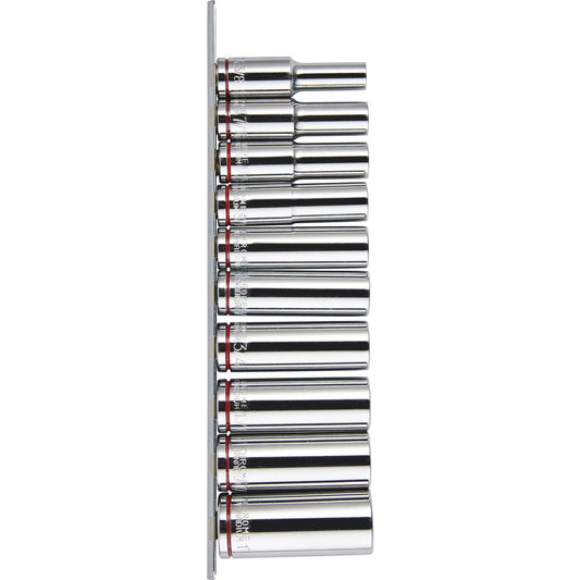 Mechpro Blue Deep Socket Rail Set SAE 1/2In Drive 10pc - MPBSK127K