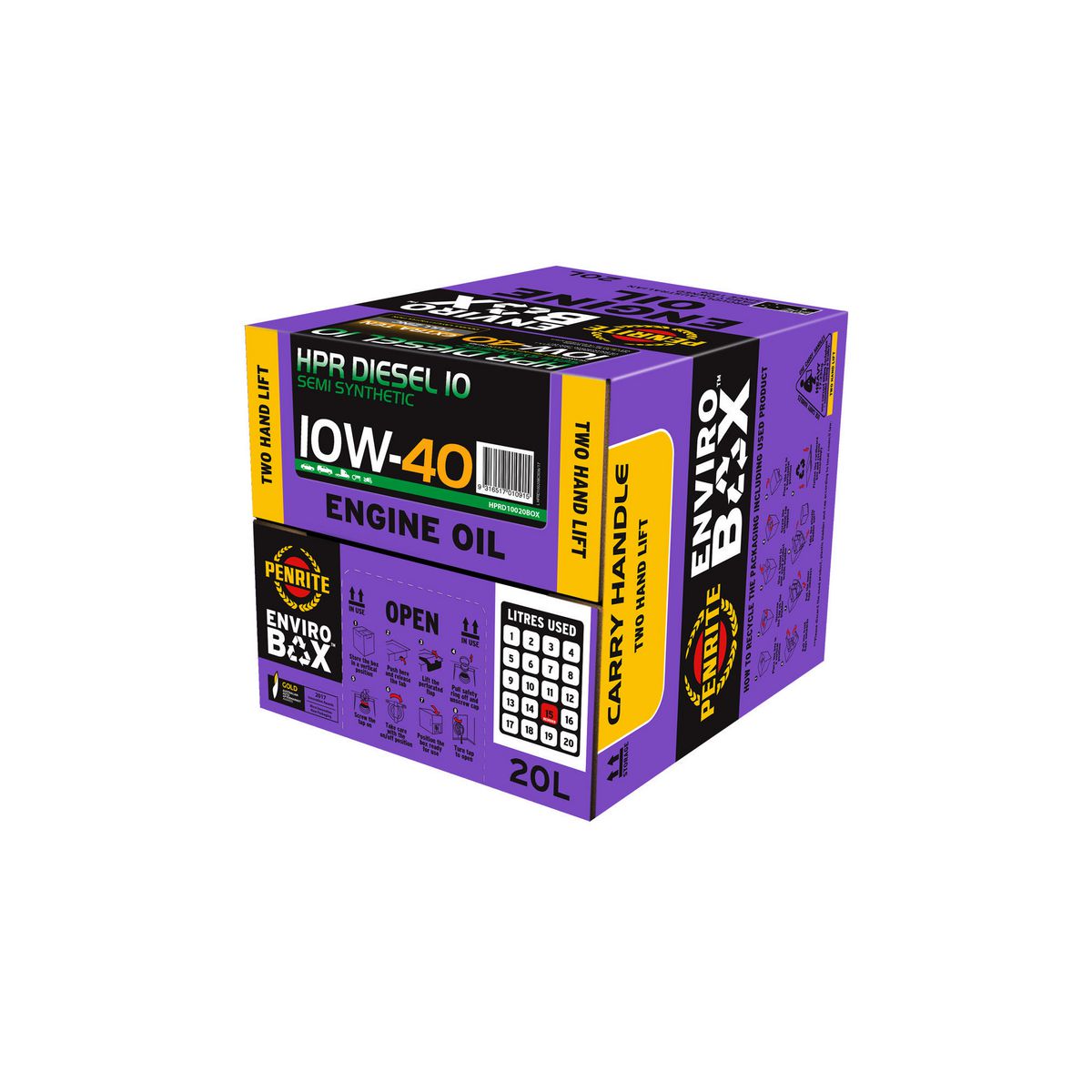 Penrite HPR Diesel 10 SAE 10W-40 Engine Oil Enviro Box 20L - HPRD10020BOX